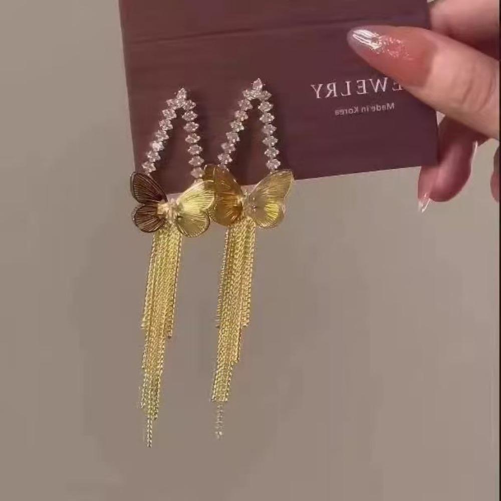 Retro Butterfly Earrings Light Luxury Temperament Design Sense Niche Personality Versatile Simple Earrings
