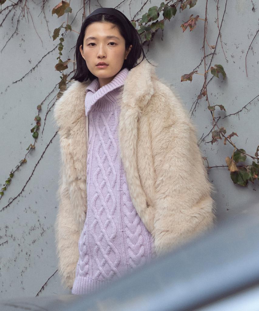 CITTA Wool Made Button High-Neck Grandma Kint_Ctk248(Lavender)