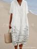 New Loose Casual Comfortable V-neck Digital Printing Pleated Large Version Dress