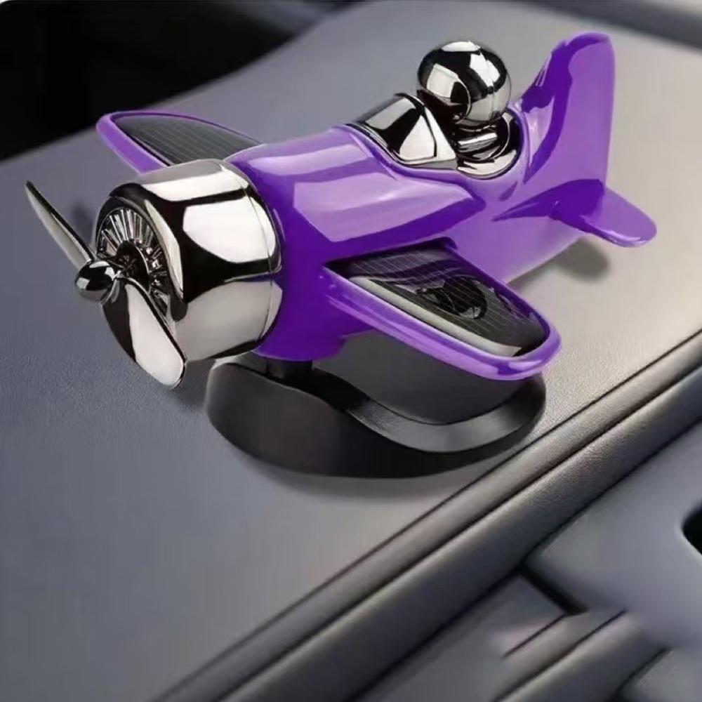 Silent Rotating Airplane Solar Powered Car Interior Decoration Cool Car Dashboard Ornament Gifts фиолетовый