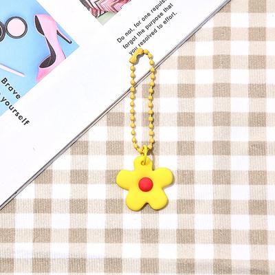 Keychain Small Colored Flowers Key Ring Pendant Pinkycolor Bag Pendant For Women Ins Korean Style Chain Cartoon Key Chains