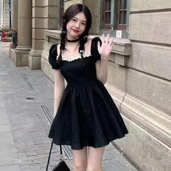 French Pure and Horny Backless Dress Summer New Style Women's Clothing Celebrity Temperament Waist-hugging and Looking Tall and Small Puffy Skirt
