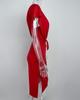 2025 Spring European & American Women's Sexy Lace-Up Bandeau Fly Sleeve Slit Evening Dress