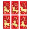 6Pcs/Set Horse Year Spring Festival Red Envelopes Traditional Red Pocket  Spring Festival