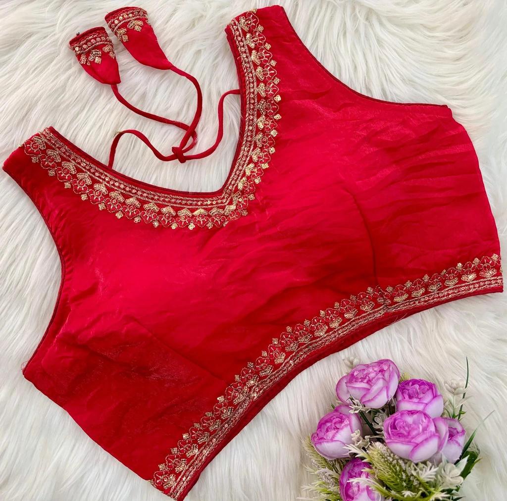 Blusa sin mangas de mezcla de seda para mujer Ropa de fiesta india Diseñador Étnico Choli