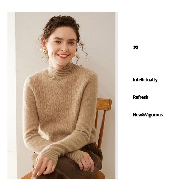 High Neck Cashmere Sweater - Loose Fit Solid Color Knit for Autumn and Winter