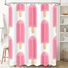 Pink Ice Cream Print Shower Curtain Waterproof Home Bathroom Decor for Kids Bathrooms One Size (White)