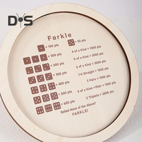 Ahşap Farkle Zar Tepsisi 6 Zarla Yetişkinler Aile Gecesi Partisi Eğitici Çok Oyunculu İnteraktif Klasik Zar Oyunu