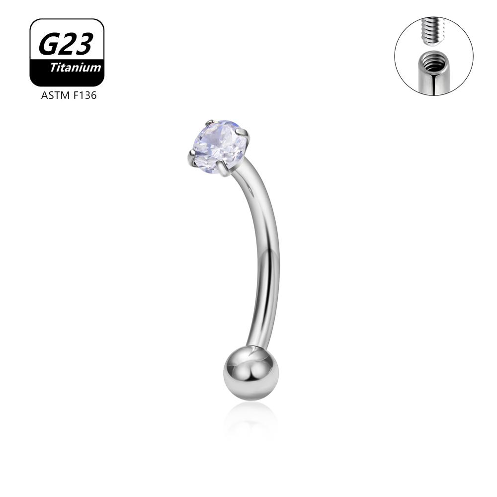 G23 Titanium ASTM-F136 Piercings Eyebrow Internal thread Eyebrow Piercings Body Zircon For Women zircon Earring