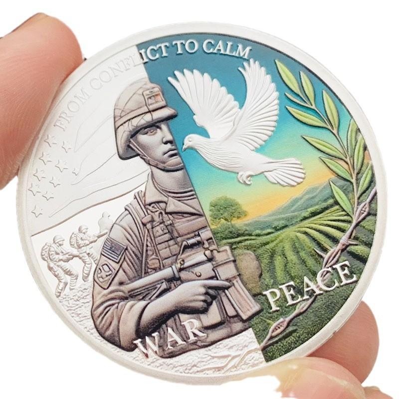 War and Peace, Tree of Life, Gold Plated Color Printed Commemorative Medals, Creative Gifts, Coins, Commemorative Coins