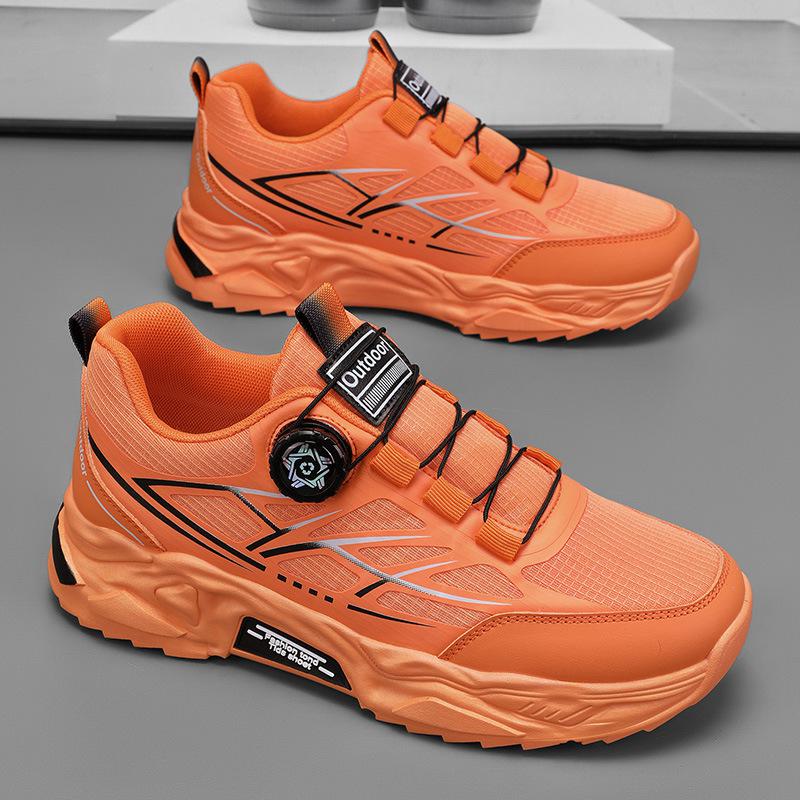Fashion Men's Rotating Buckle Sneakers Korean Breathable Mesh Sneakers Casual Sports Shoes Thick Sole Outdoor Running Shoes Men Sneakers