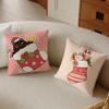 Christmas Stocking Holiday Cushion Cover Pillowcase Anti-Dustmite Living Room Sofa Decor Cushion Room