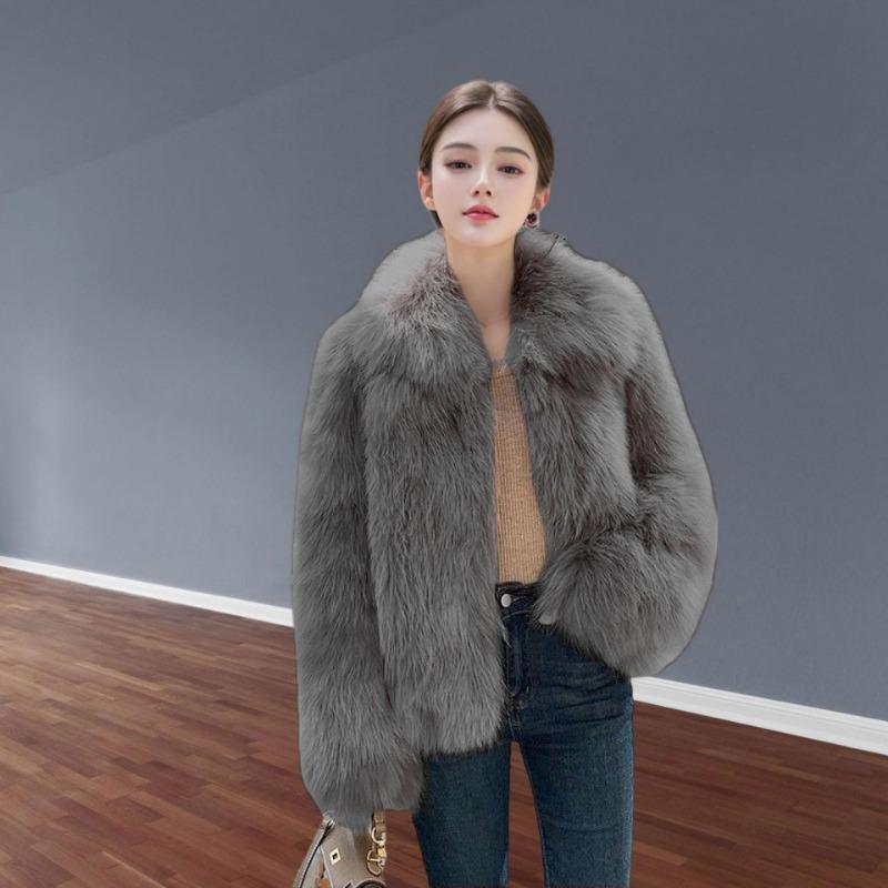 Winter Imitation Fox Hair Short Fur Coat Women's Thickened New Fur Coat Lapel Light