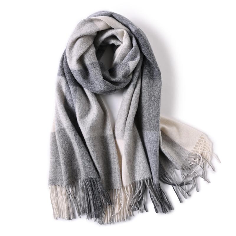 Milk camel pure wool scarf women's autumn and winter versatile thickened cashmere scarf new shawl dual-purpose