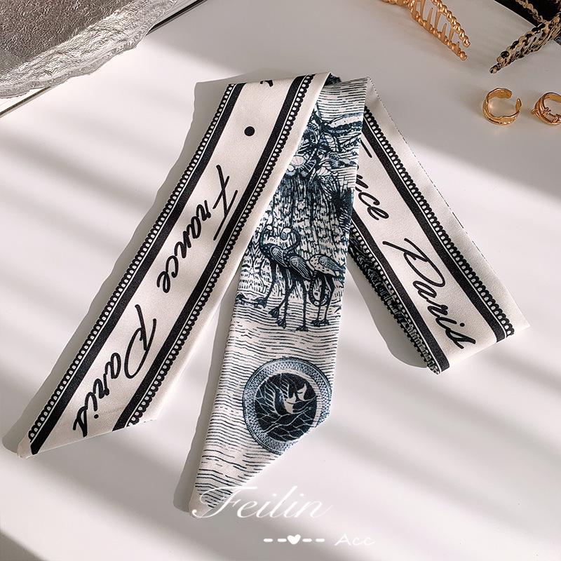 Polka Dot Argyle French Headband: Versatile Korean-Style Silk Scarf for Women