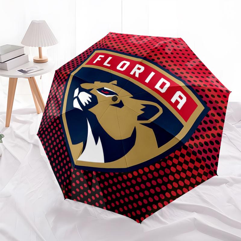 Florida Panthers Fashionable Automatic Opening/Closing Folding Umbrella. Portable and Foldable, Ideal for Gift, Travel, and Daily Use.
