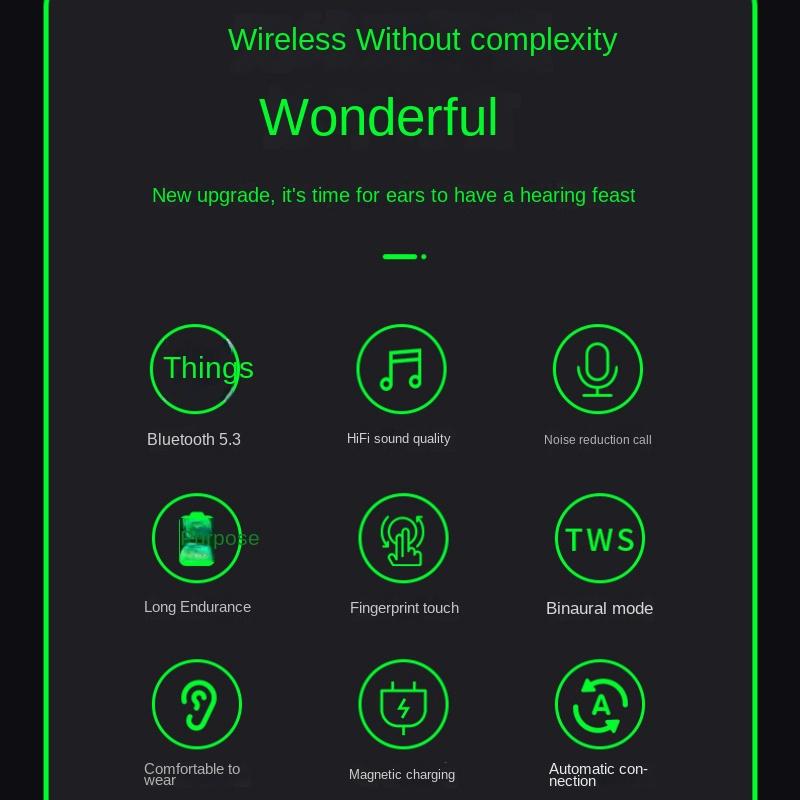 Drahtloses Bluetooth-Headset TWS Großer Bildschirm Intelligente Nummer zeigte Ohr-Ohr-Atmungslicht-Sport-Headset