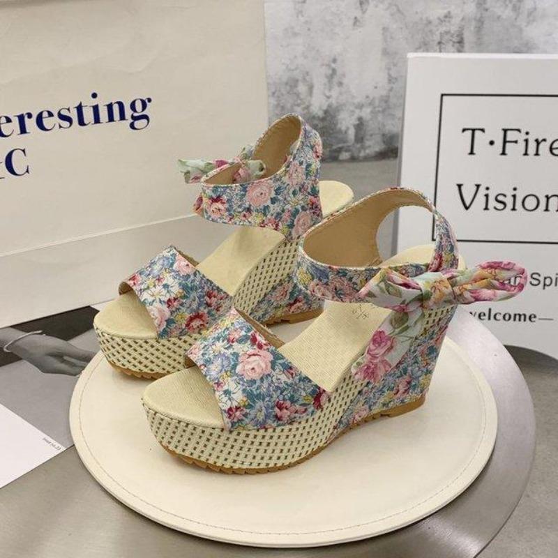 INS Spitze Freizeit Frauen Keile Mit Hohen Absätzen Frauen Schuhe Sommer Sandalen Partei Plattform High Heels Schuhe Frau