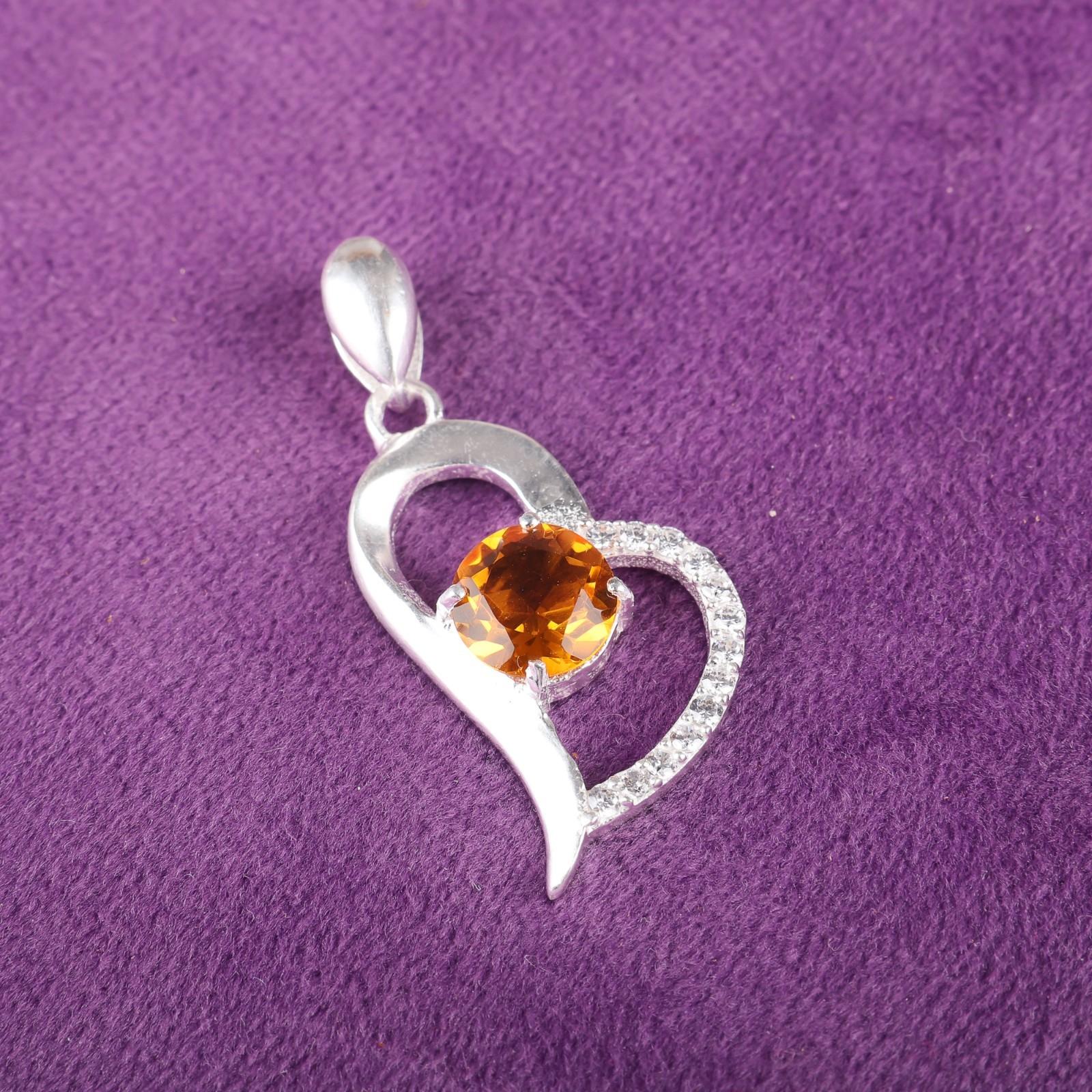 

Цитрин Драгоценный камень 925 Стерлинговое серебро Ювелирные изделия Подвеска с цирконом 1,37 Свадебный подарок CZP-5-5