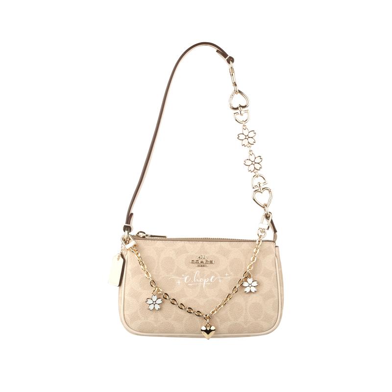 

COACH [Customized bag] Nolita 19 Jiuqi classic presbyopia print coated canvas portable shoulder bag small size women s bagel Baiyingcuo білий