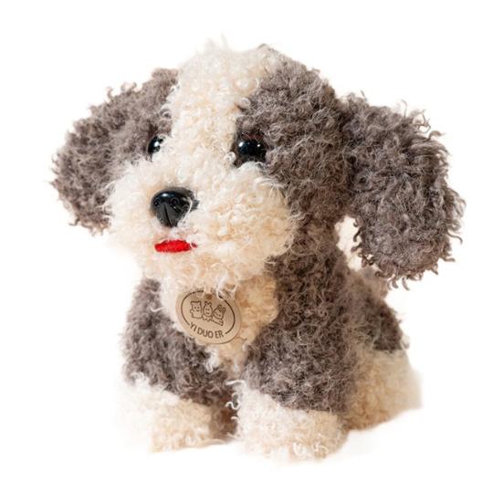 

Плюшева іграшка собака Пухнаста лялька собаки з кучерявою шерстю Наповнювач з ПП бавовни Лялька в стилі тедді Декоративна прикраса для дивана Дитячий домашній декор сірий