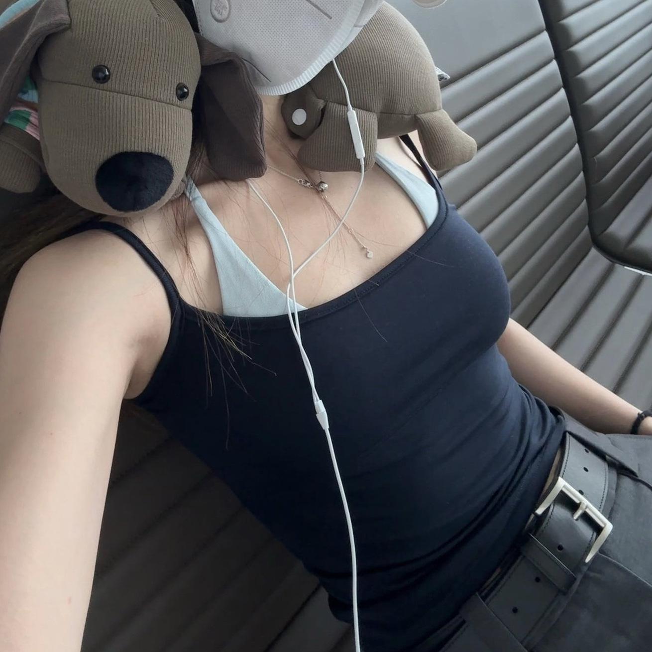 **Xzz Charming Spring 2026 Dopamine Two-Piece Halter Top** S темно-синий