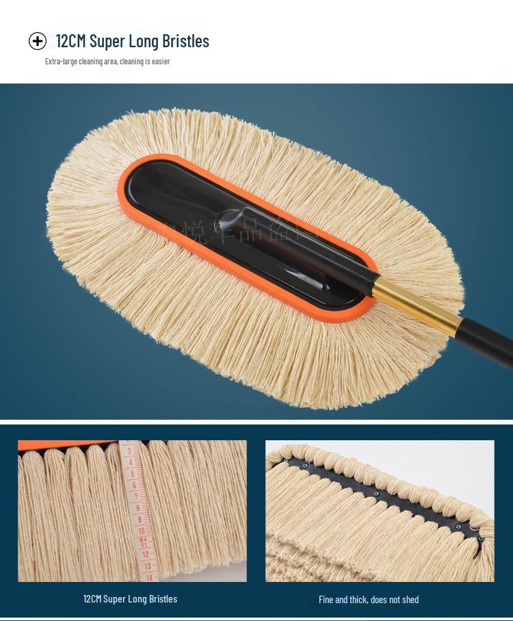 Teleskopowa szczotka samochodowa i miotełka z bawełnianym gwintem do mycia, odkurzania i woskowania