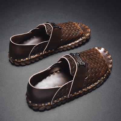 Sandales Rétro Européennes et Américaines pour Hommes Sandales d'Été Mode Personnalité Sandales de Plage Tressées Tendance pour Hommes Confortables et Cool