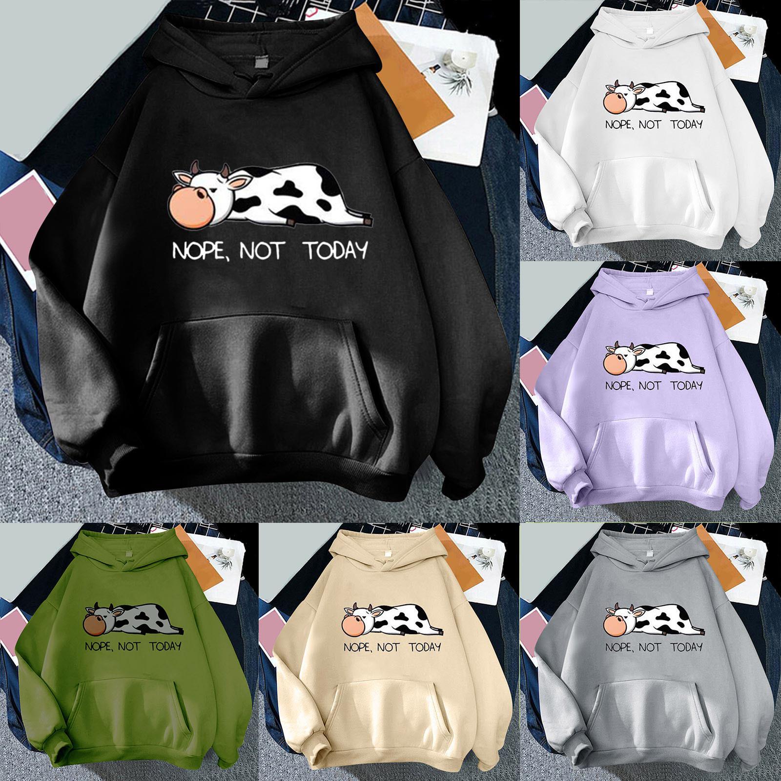 

Женская мода с принтом, утепленный свободный повседневный свитер с длинными рукавами и капюшоном