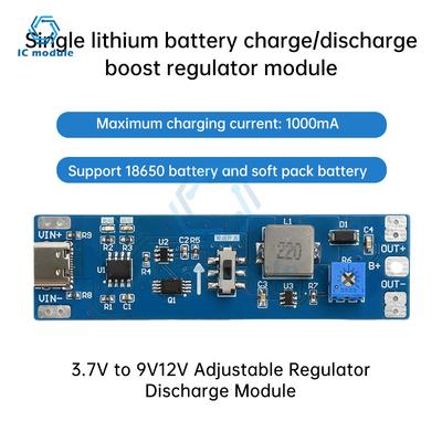 3.7V To 9V 12V Boost Module Type C Li-ion Battery Charger Module Li-on Battery Adjustable Charging/Discharging Integrated Module