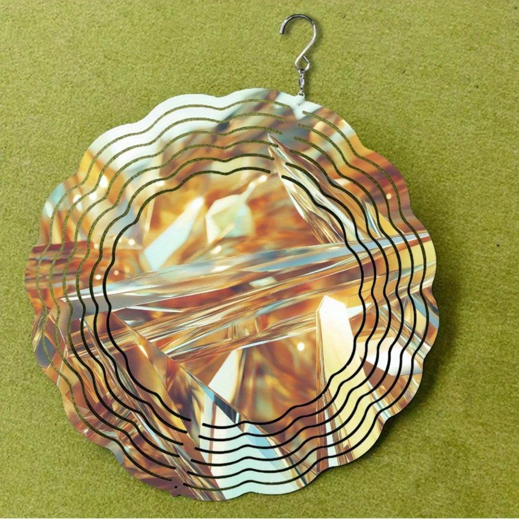 10 Inch Orange Golden Wind Spinner 360 Degree Rotating Metal Wind Chime for Outdoor Garden Patio Balcony Decor All Season Gift