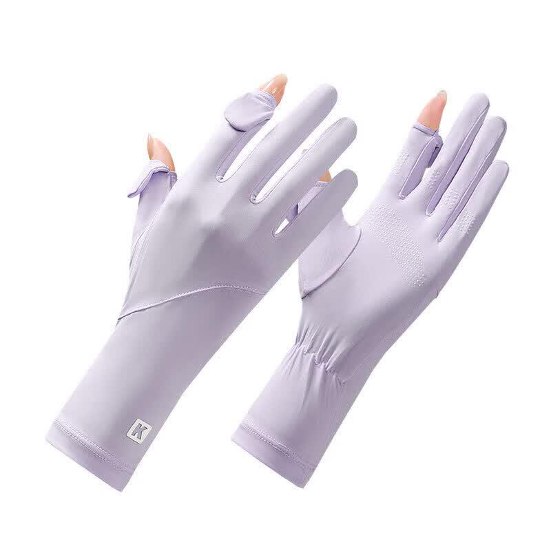 Women s UV Protection Fingerless Ice Silk Gloves for Cycling & Driving