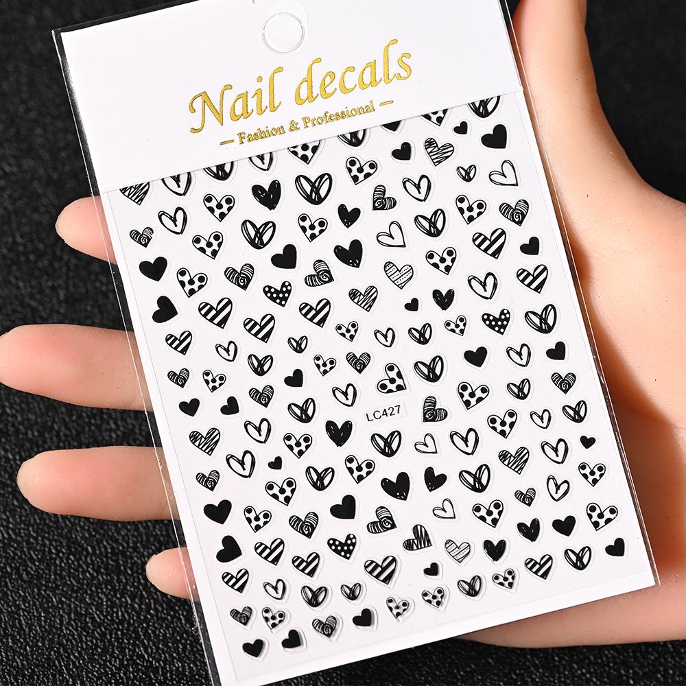 Best-Selling Japanese Aesthetic Laser Silver Heart Nail Stickers - Plant-Inspired Nail Art