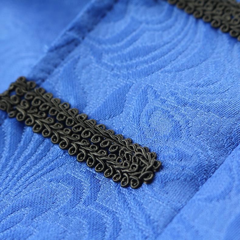 Men's European & American Punk Retro Jacquard Overcoat with Stand Collar and Ruffle Shirt Set (2024)