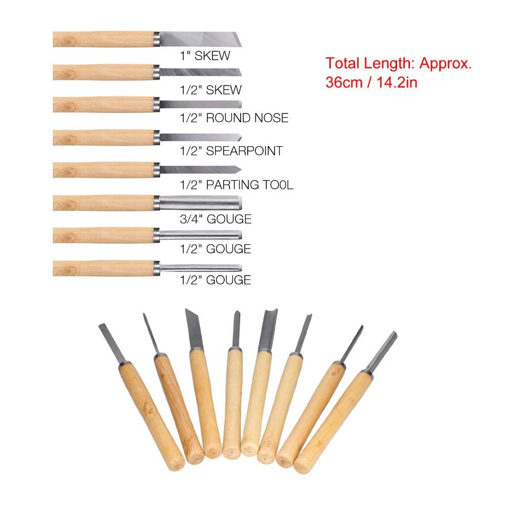 8PCS Skew Spear Point Round Nose Gouge Wood Turning Chisels Woodturning Tools For Woodworking