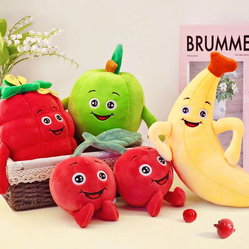 Super soft simulation fruit plush toys, apple, banana modeling plush pillow, indoor ornaments, crane machine dolls,holiday gifts
