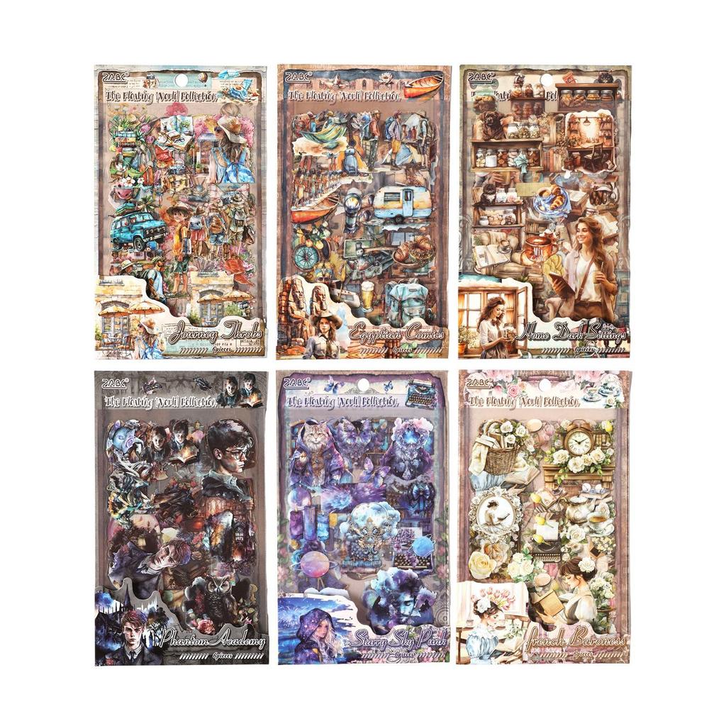 ZABC Ukiyo-e Border Sticker Collection - Retro Journal Decoration, 6 Styles