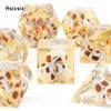7 Pcs Yellow Skull Resin White Number Sharp Edge Dice Polyhedral Dice Suitable For Role-Playing Dice PropBoard Game Gift