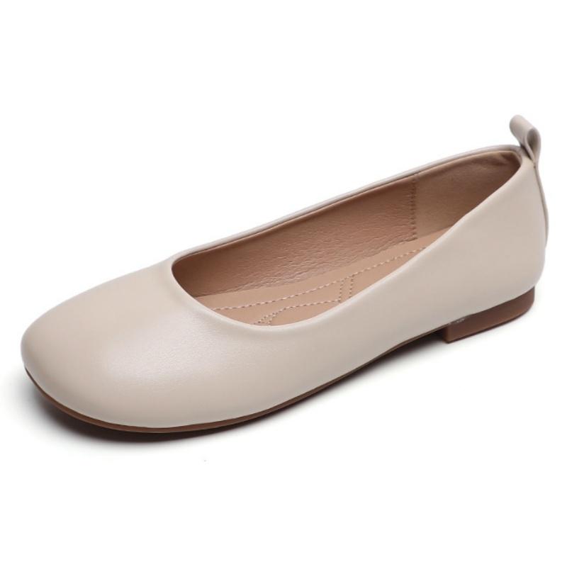 Fashion Leather Low Heels Women's Shoes 2025 Fashion Round Toe Solid Color Flat Shoes Shallow Cut Single Casual Versatile Loafers Shoes