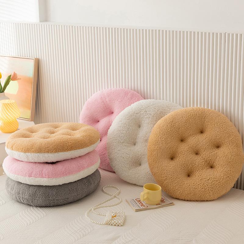 Lamb Velvet Chair Cushion Round Super Soft Ground Buttocks Futon Bedroom Bay Window Tatami Stool Cushion Thickened Decoration