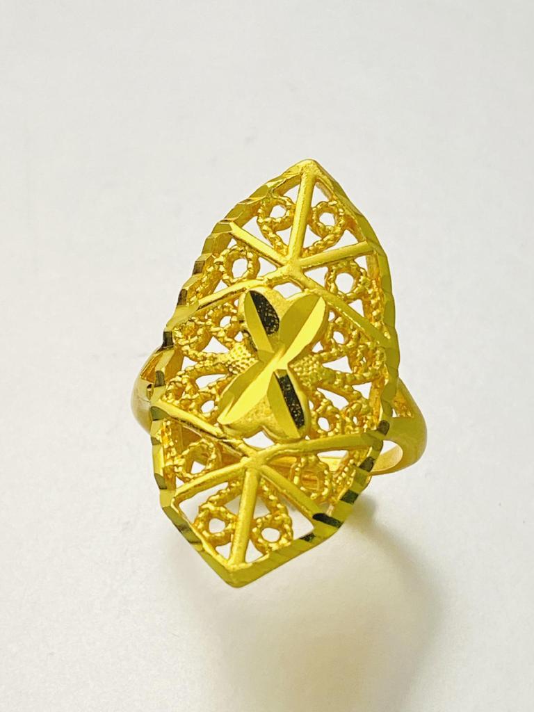 24K Gold Plated Adjustable Brass Ring - Personalized High-End Design