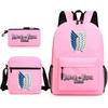 Attack Giant Elementary School Bag Backpack Casual School Bag Three-piece Set