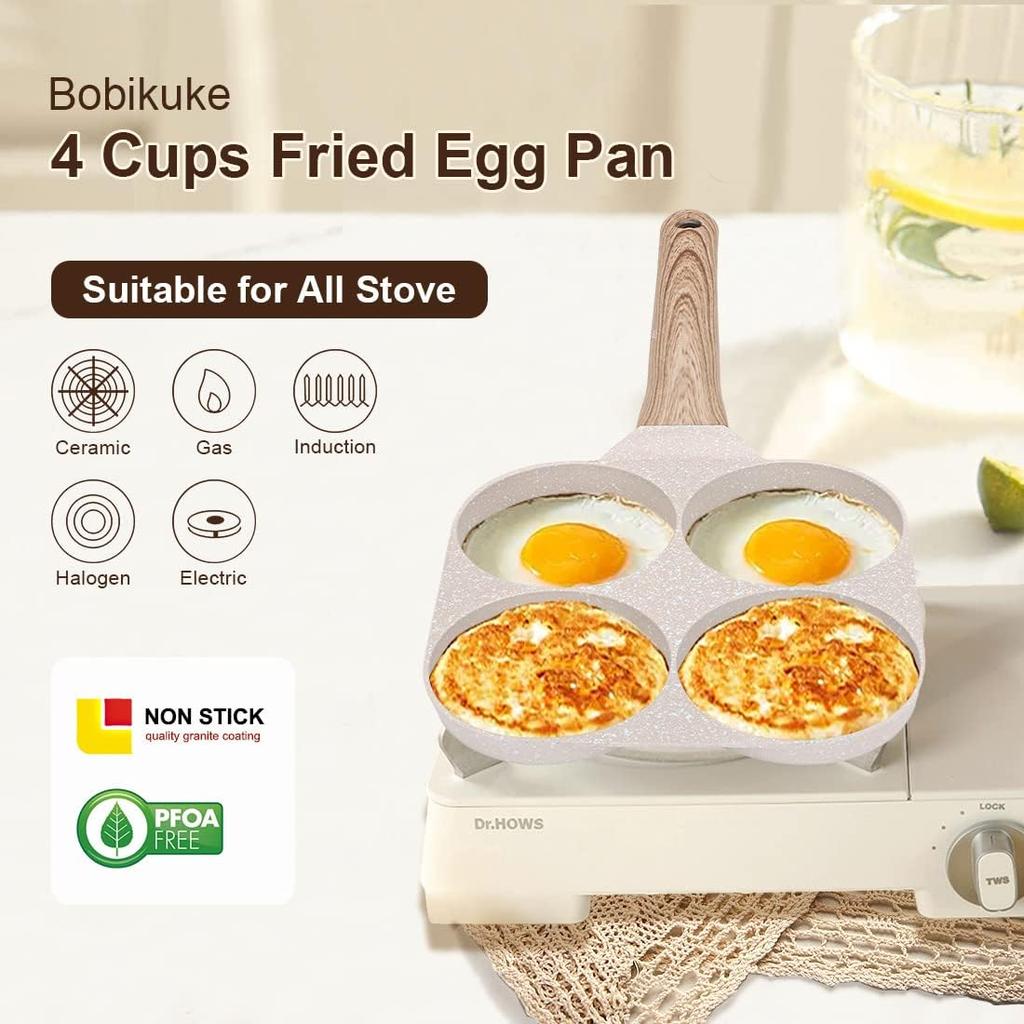 GIYOCA Egg Pan Omelette Pan, Divided Nonstick Grill Pan, Pancake Pan and Healthy Egg CookerSuitable, White Granite