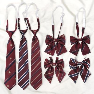 Women's Red Stripe No-Iron Japanese Academy Style Bow Tie Shirt Accessory