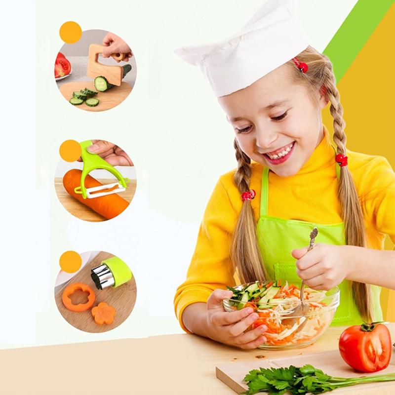 14-Piece Safe Children's Cooking Knife Set with Cutting Board for Early Education