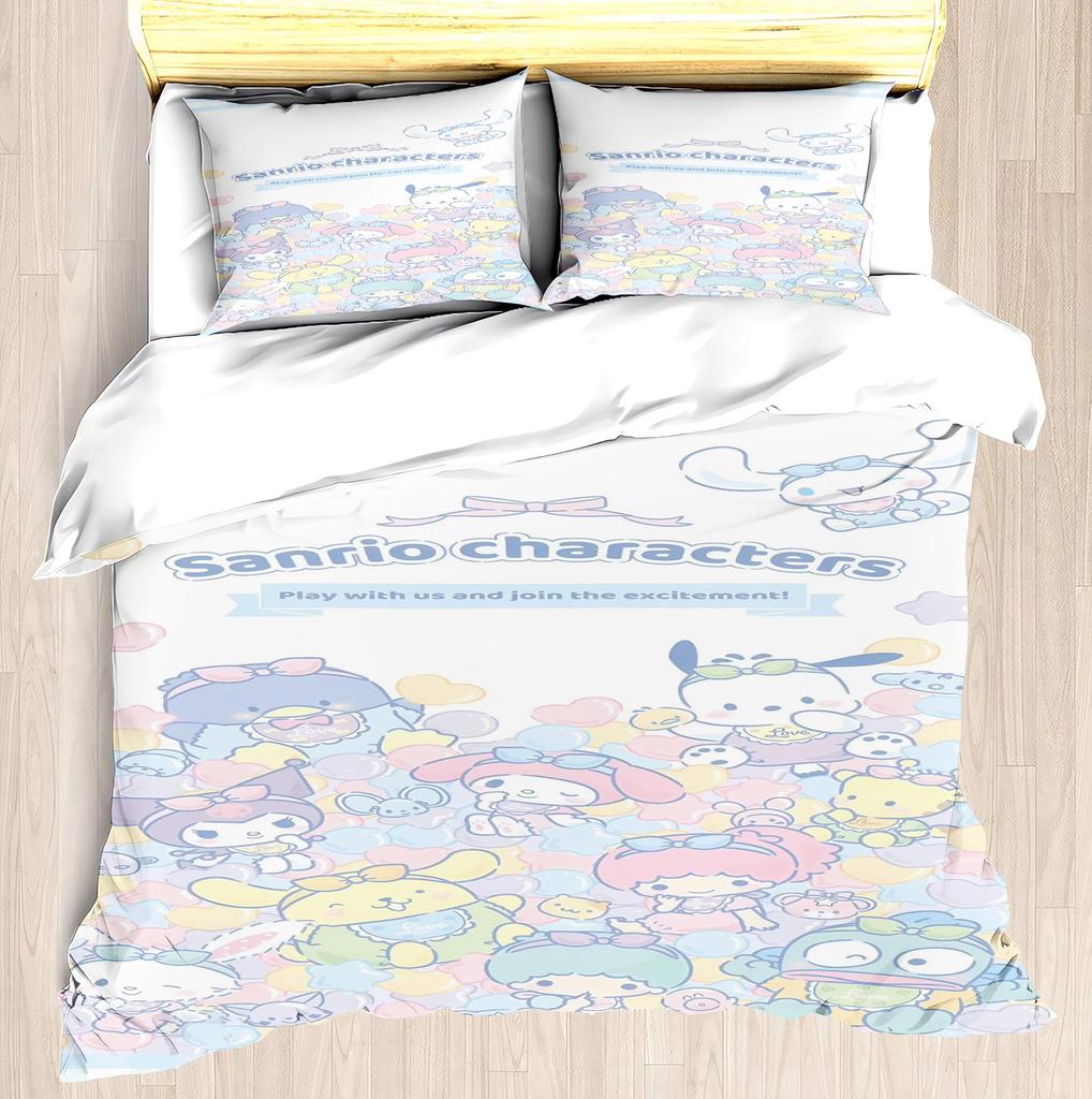 Melody Pink Duvet Cover Set Modern Print Sanrio Cute Children Same Peripheral Mattress Bedding 3 Pcs