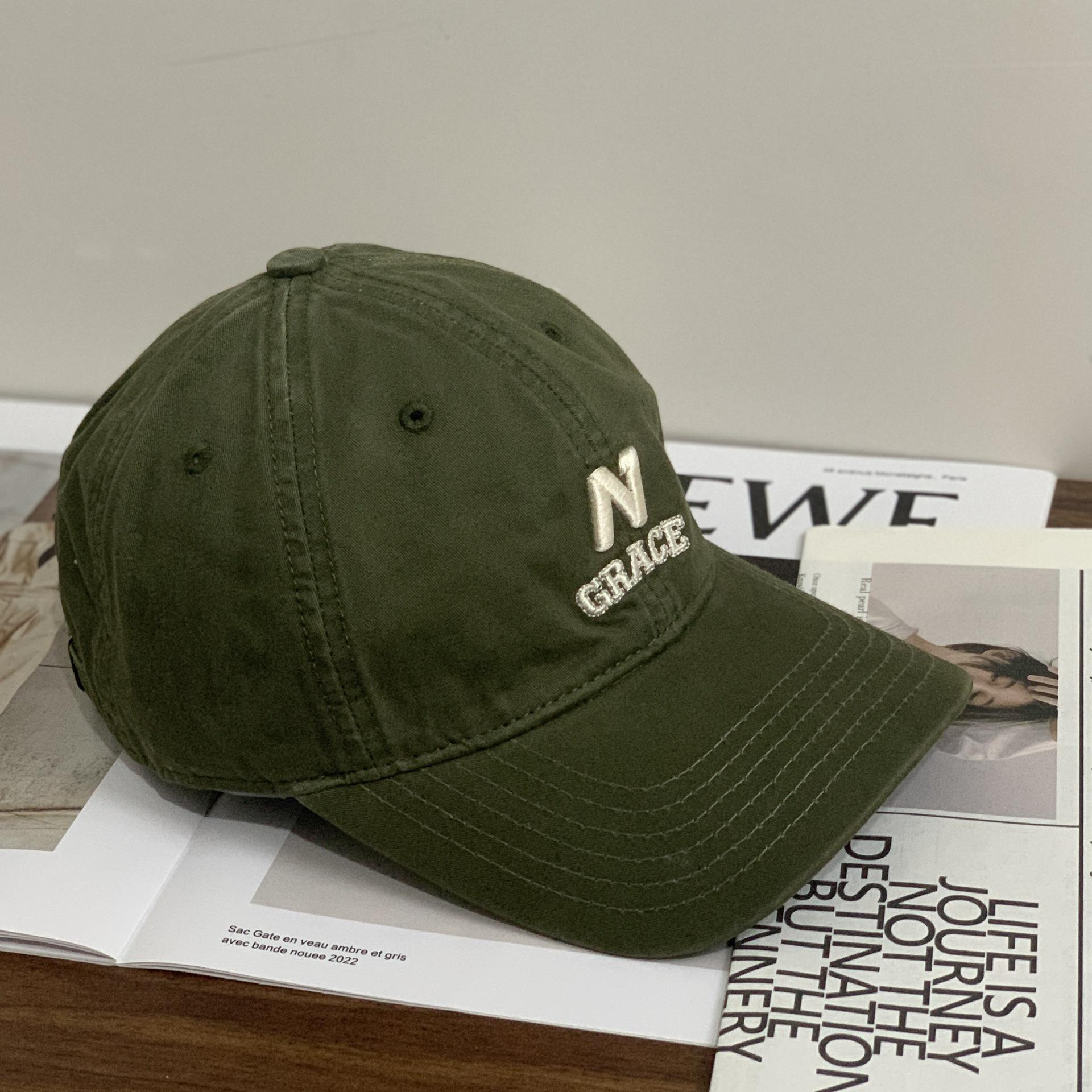 

Универсальная модная бейсболка с объемной вышитой буквой N для мужчин и женщин, уличная кепка для пар с мягким верхом, показывающая маленькое лицо M（56-58cm） армия зеленый