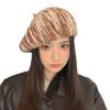 Striped Beret Autumn and Winter Hat Women's Big Head Circumference Fleece Warm Beret Fashion Versatile Painter Hat