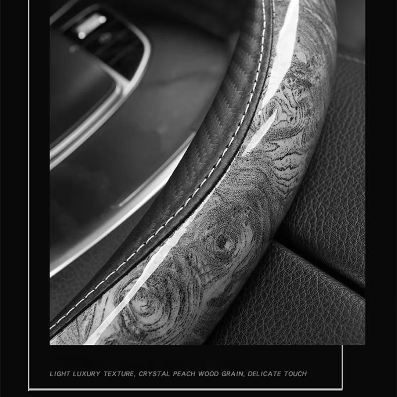 Peach Wood Grain Car Steering Wheel Cover Non-slip Four Seasons General Motors Handle Cover Car Interior Accessories
