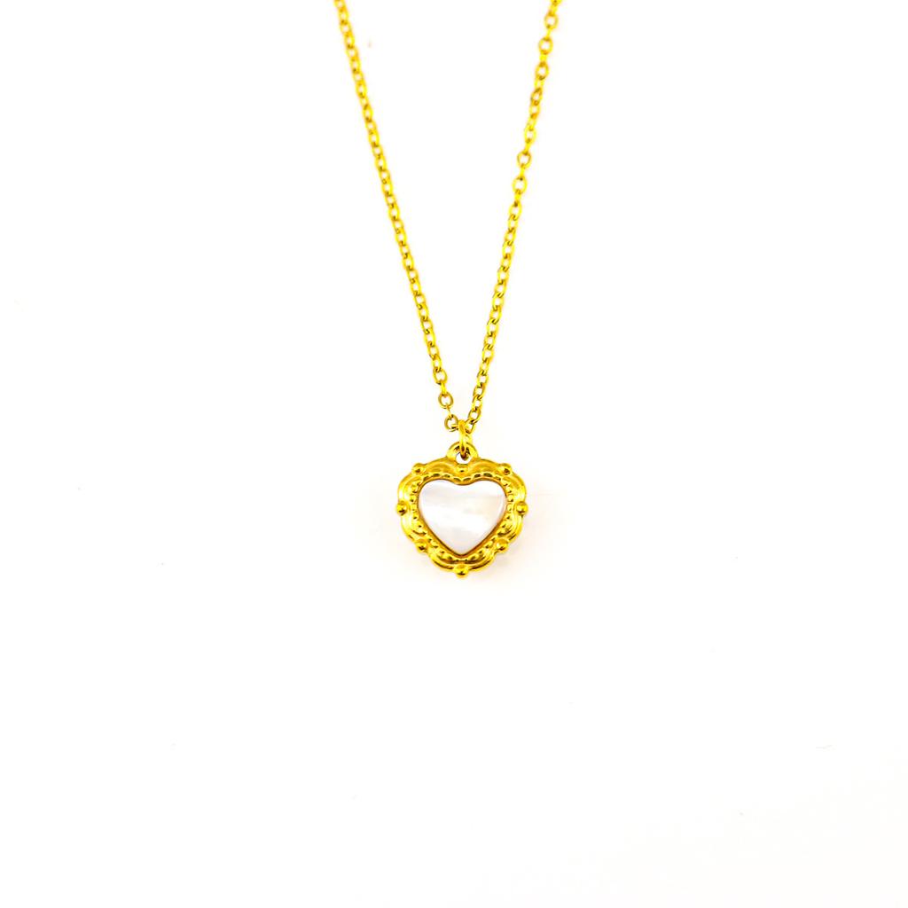 French 18K Gold Mother Shell Love Necklace, Retro Light Luxury Exquisite Jewelry, Wind Collarbone Neck Chain